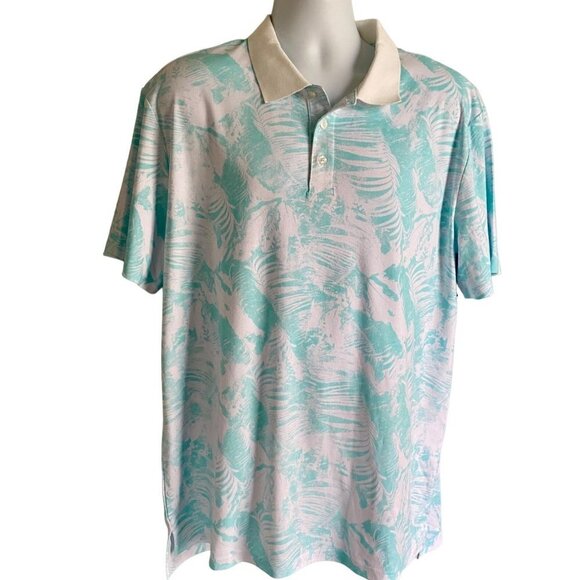 Tackle & Tides Palm Print Short Sleeve Polo Men's Large - Picture 1 of 7